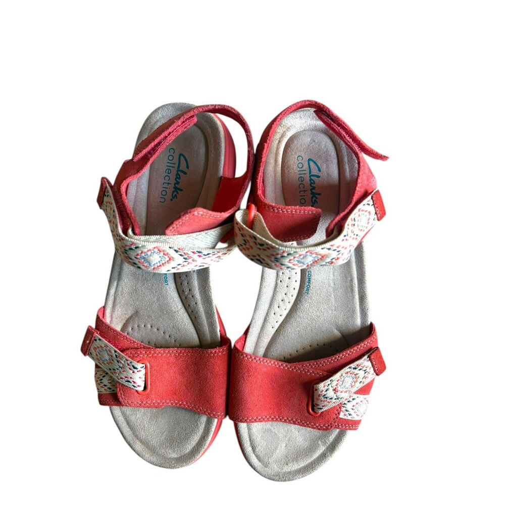 Clarks Collection Ultimate Comfort Coral Sandals Women 8 Hook Loop Walking